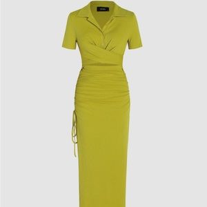 Green side tie trendy dress